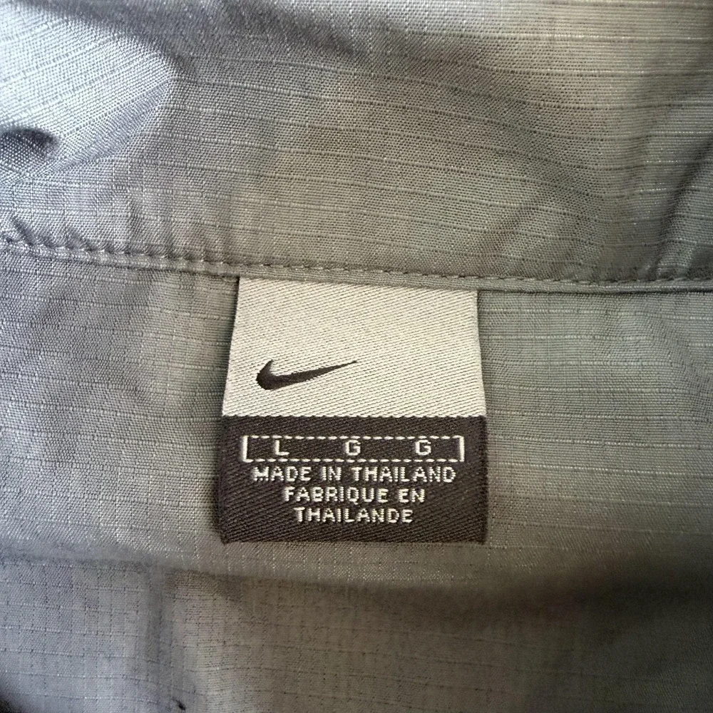 Y2K Nike Windbreaker Jacket Mens Large Gray Red Full Zip Colorblock Lightweight